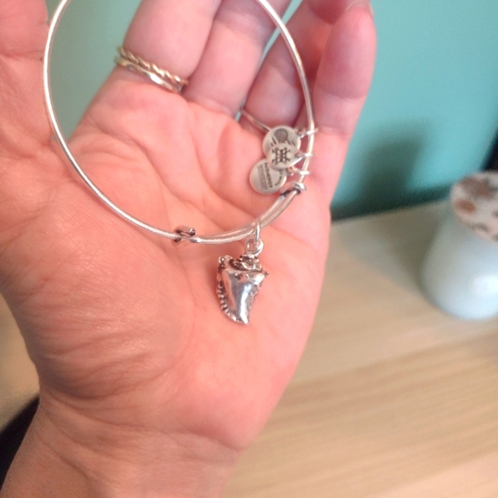 Alex and Ani Conch Shell Rafaelian Silver Charm Bangle - Picture 3 of 5